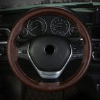 Four-season Embossed Cowhide Hand-sewn Steering Wheel Cover, 38cm