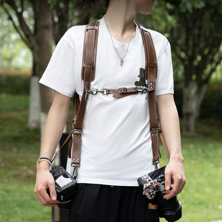 Cwatcun H90 Dual Camera Leather Strap Adjustable Multi-functional Convenient Camera Shoulder Strap, H90 1.0, H90 2.0