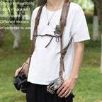 Cwatcun H90 Dual Camera Leather Strap Adjustable Multi-functional Convenient Camera Shoulder Strap, H90 1.0, H90 2.0