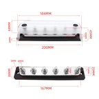 M8 Stud RV Yacht 6-way Nylon Flame Retardant Base DC Busbar, Black