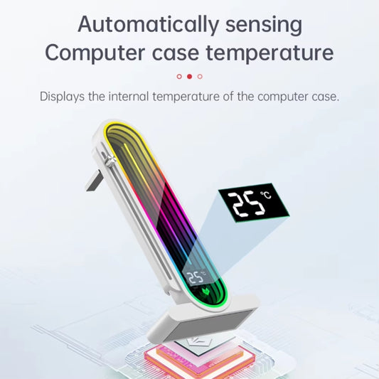 COOLMOON GH3 Computer ARGB Vertical Adjustable Lens Graphics Card Holder, Temperature Display Upgrade White, Temperature Display Upgrade Black, Black, White