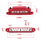M6 3-post 10-way RV Yacht Short-circuit Proof Base DC Busbar, Red, Black, Red+Black 1pair