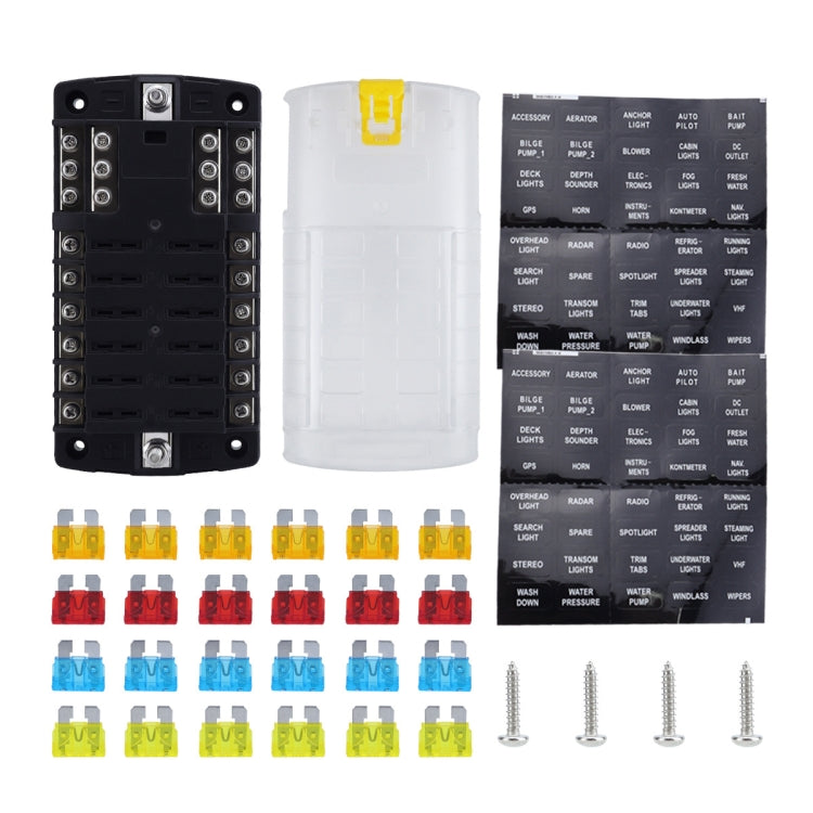 RV Yacht 12-way LED Insulated Flame-retardant Fuse Holder Box with Wire, Configuration 1, Configuration 2, Configuration 3, Configuration 4