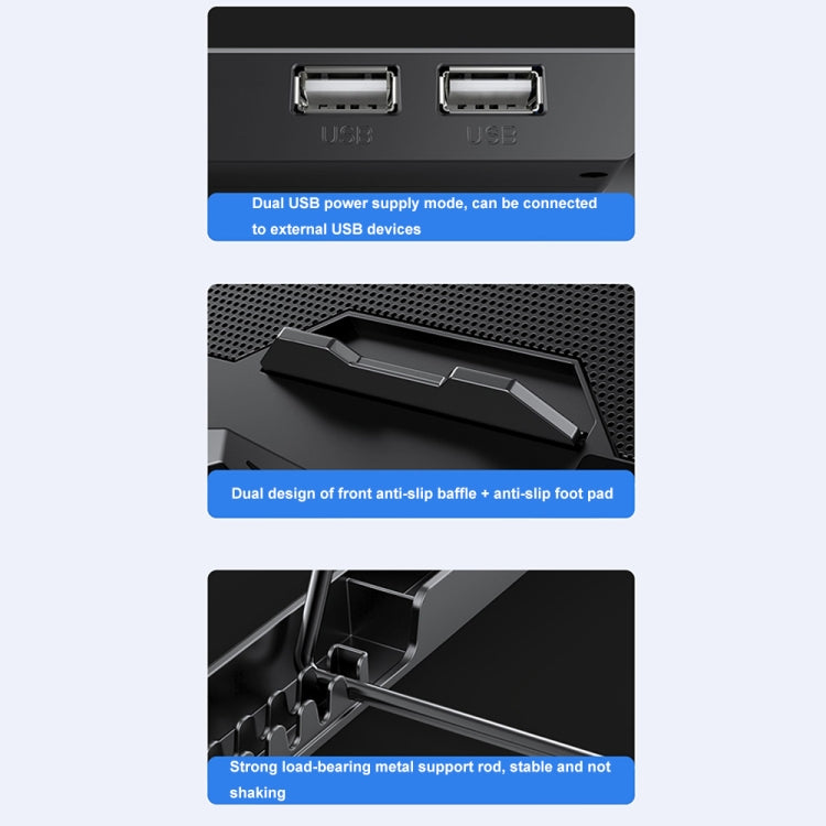 ICE COOREL K22 4-fans Adjustable Laptop Radiator Base with Atmosphere Light, without Speed Regulation, with Speed Regulation, with LCD Display