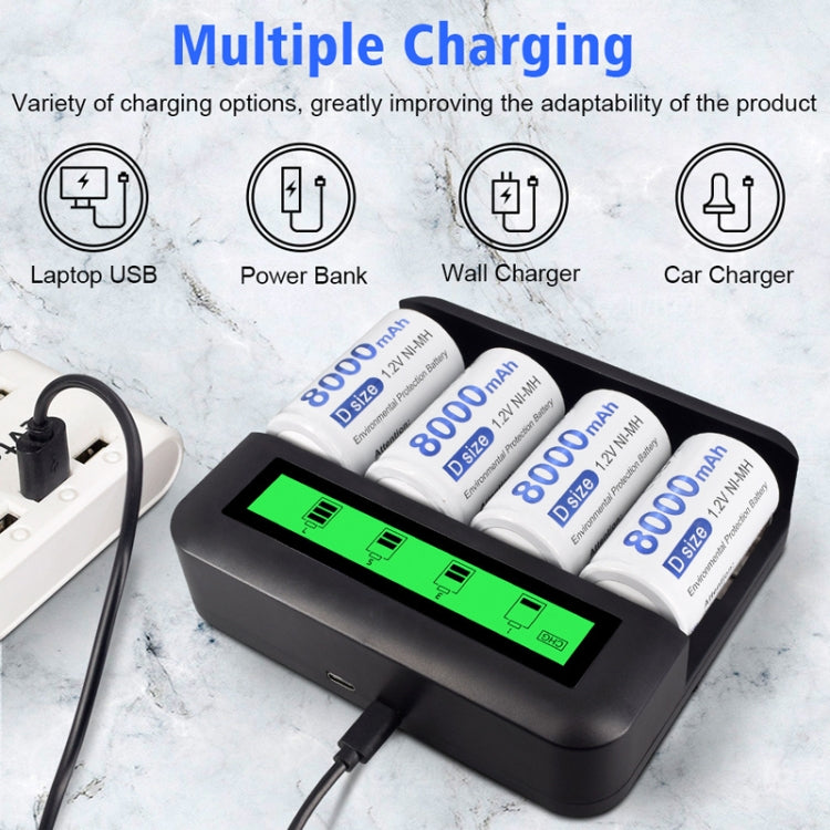 Eight-Slot LCD Multifunctional Battery Charger AA / AAA / C / D Charger, 8 Slots USB