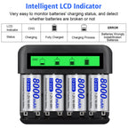 Eight-Slot LCD Multifunctional Battery Charger AA / AAA / C / D Charger, 8 Slots USB