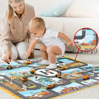 Engineering Parking Scene Play Mat Outdoor Picnic Beach Mat, Traffic Road Map Mat