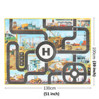 Engineering Parking Scene Play Mat Outdoor Picnic Beach Mat, Traffic Road Map Mat