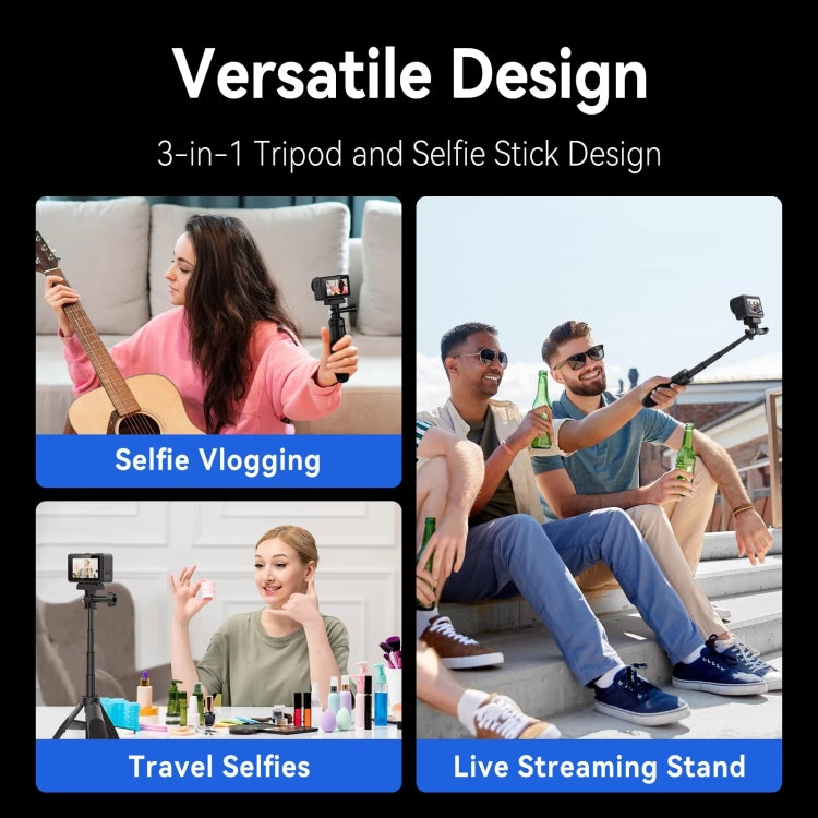 TELESIN Mini Selfie Stick Quick Release Tripod 15-40cm for DJI, Insta360, GoPro and Other Action Cameras, S1-MNP-02