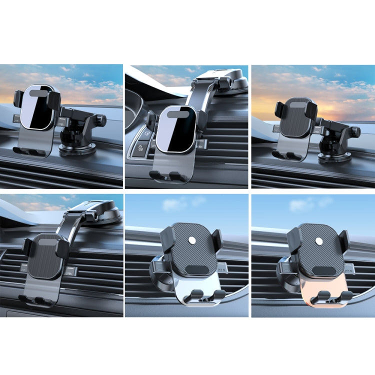 Car Suction Cup Dashboard Automatic Lock Mobile Phone Holder, Glossy Telescopic Base, Glossy Waterfall Base, Brushed Telescopic Base, Brushed Waterfall Base, Black Air Outlet, Orange Air Outlet, Black Telescopic, Orange Telescopic, Black Waterfall     ...