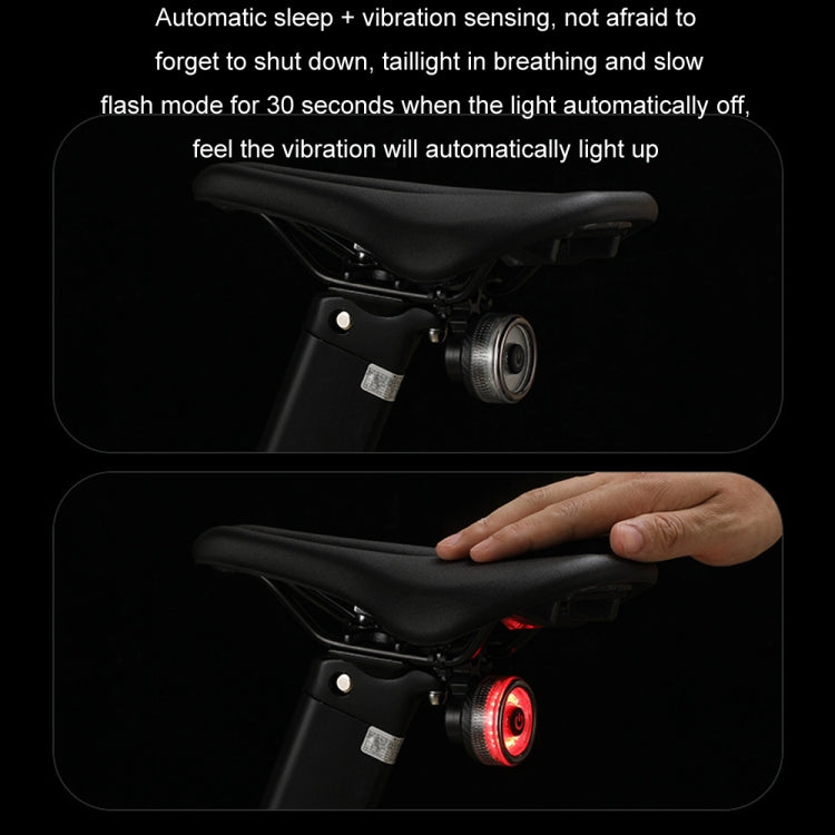 Round Bicycle Intelligent Induction Brake Taillight Night Riding Warning Light, Cushion Model, Seat Post Model, Dual Bracket Model