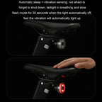 Round Bicycle Intelligent Induction Brake Taillight Night Riding Warning Light, Cushion Model, Seat Post Model, Dual Bracket Model