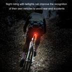Round Bicycle Intelligent Induction Brake Taillight Night Riding Warning Light, Cushion Model, Seat Post Model, Dual Bracket Model