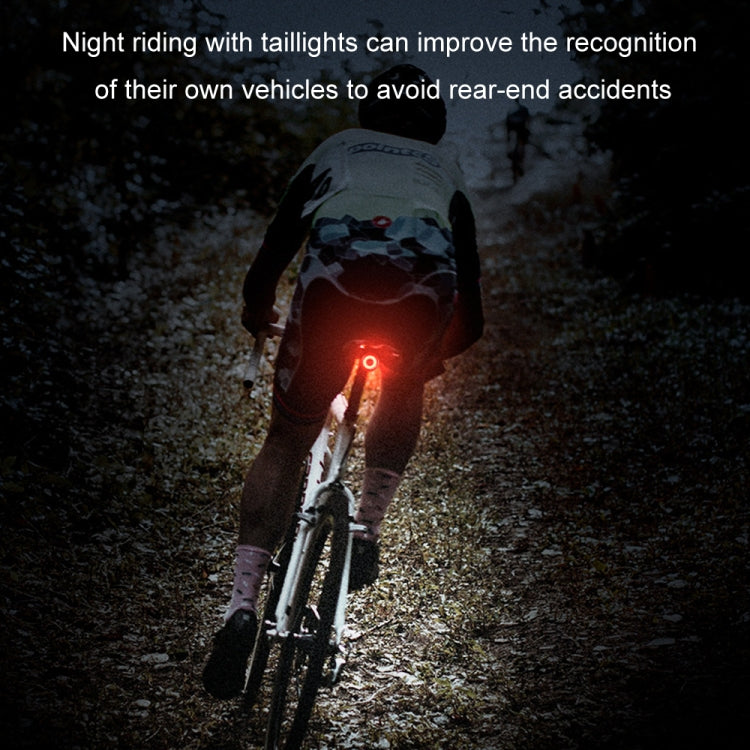 Round Bicycle Intelligent Induction Brake Taillight Night Riding Warning Light, Cushion Model, Seat Post Model, Dual Bracket Model