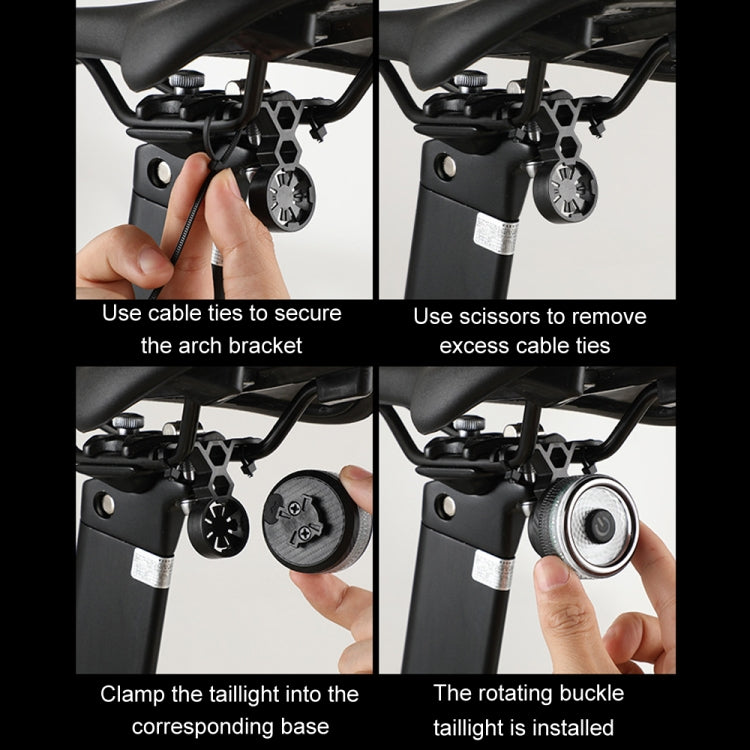 Round Bicycle Intelligent Induction Brake Taillight Night Riding Warning Light, Cushion Model, Seat Post Model, Dual Bracket Model