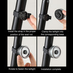Round Bicycle Intelligent Induction Brake Taillight Night Riding Warning Light, Cushion Model, Seat Post Model, Dual Bracket Model