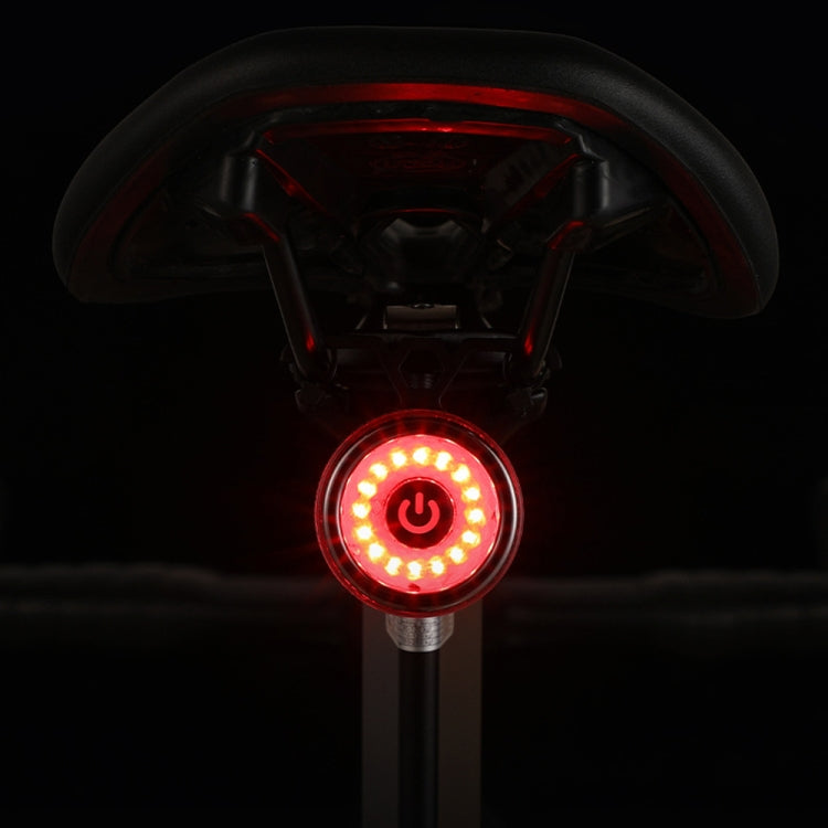 Round Bicycle Intelligent Induction Brake Taillight Night Riding Warning Light, Cushion Model, Seat Post Model, Dual Bracket Model