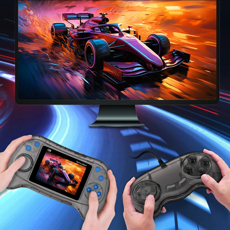 Q8 Handheld Game Console 3.0 Inch Screen Support TV Connection Built In 800 Games, Singles Transparent Gray, Singles Transparent Blue, Singles Transparent Purple, Doubles Transparent Gray, Doubles Transparent Blue, Doubles Transparent Purple