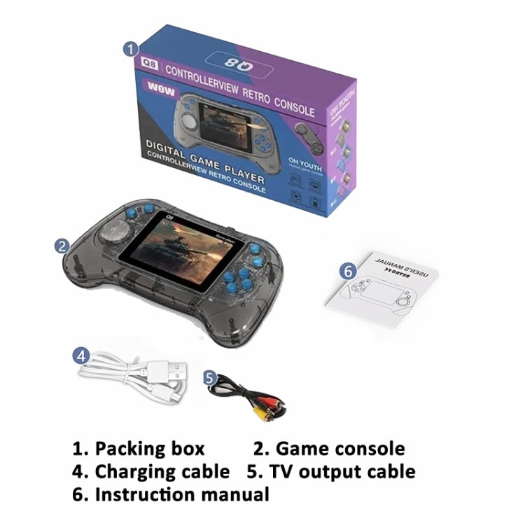 Q8 Handheld Game Console 3.0 Inch Screen Support TV Connection Built In 800 Games, Singles Transparent Gray, Singles Transparent Blue, Singles Transparent Purple, Doubles Transparent Gray, Doubles Transparent Blue, Doubles Transparent Purple