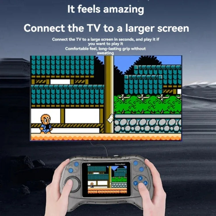 Q8 Handheld Game Console 3.0 Inch Screen Support TV Connection Built In 800 Games, Singles Transparent Gray, Singles Transparent Blue, Singles Transparent Purple, Doubles Transparent Gray, Doubles Transparent Blue, Doubles Transparent Purple