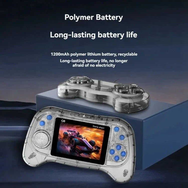 Q8 Handheld Game Console 3.0 Inch Screen Support TV Connection Built In 800 Games, Singles Transparent Gray, Singles Transparent Blue, Singles Transparent Purple, Doubles Transparent Gray, Doubles Transparent Blue, Doubles Transparent Purple