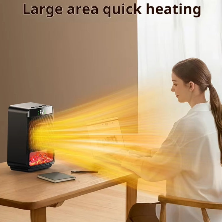 E03 Desktop PTC Heater Dynamic Flame Light Warmer, US Plug, EU Plug, UK Plug