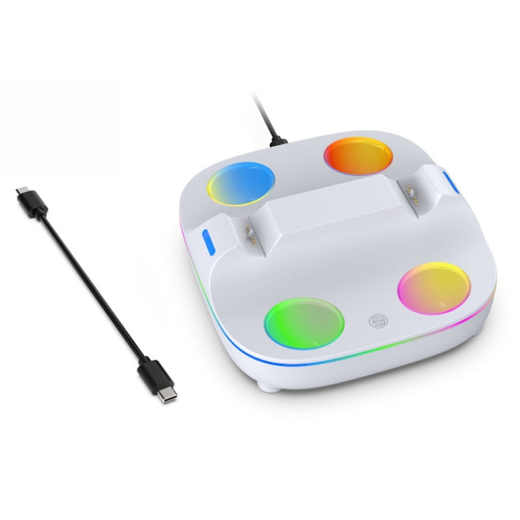 For PS5 Controller Dual Charger Charging Stand Docking Station With RGB Ambient Light, White, White Black