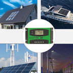 12V/24V Solar Charge And Discharge Controller Dual USB Port LCD Solar Cells Panel Charge Regulator, 10A, 20A, 30A