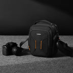 Cwatcun D140 Shoulder Crossbody Camera Storage Bag Shockproof Dropproof Leisure Outdoor Small Bag, Small Black, Large Black