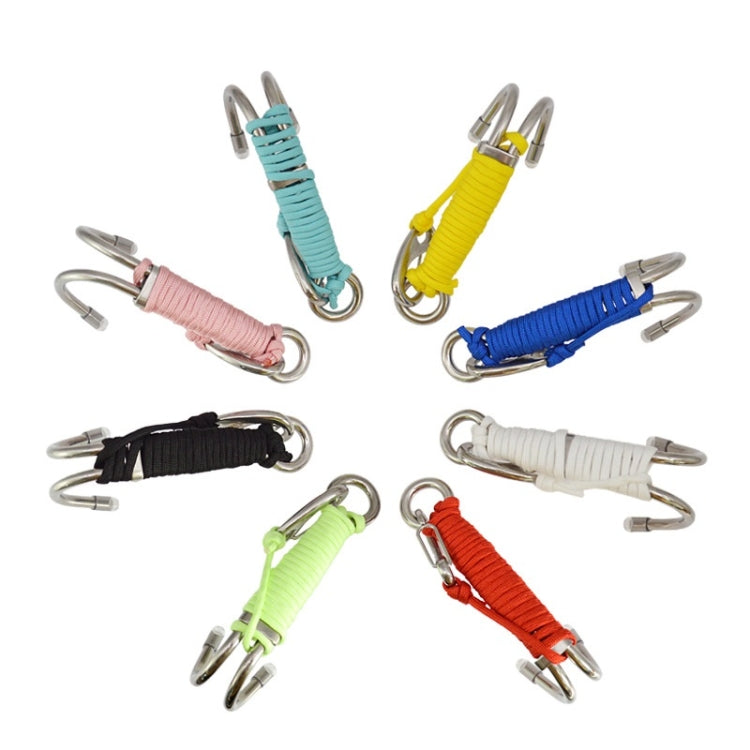 Diving Double-headed Stainless Steel Flow Hook With Safety Rope, Blue, Black, White, Red, Yellow, Pink, Light Green Luminous, Sky Blue Luminous
