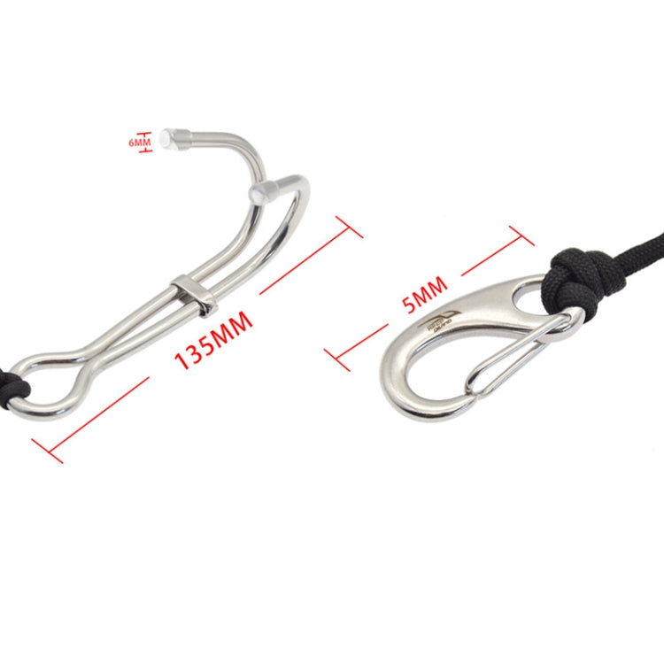 Diving Double-headed Stainless Steel Flow Hook With Safety Rope, Blue, Black, White, Red, Yellow, Pink, Light Green Luminous, Sky Blue Luminous