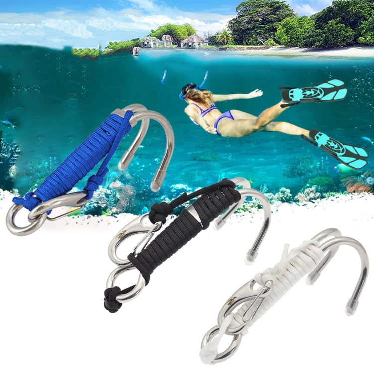 Diving Double-headed Stainless Steel Flow Hook With Safety Rope, Blue, Black, White, Red, Yellow, Pink, Light Green Luminous, Sky Blue Luminous