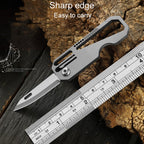 Multifunctional Titanium Keychain Outdoor Portable Defense Mini Folding Knife, With Steel Ring, With 1 Titanium Ring, With 2 Titanium Ring