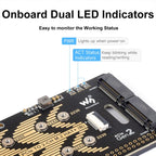 Waveshare For Raspberry Pi 5 PCIe To 2-Ch M.2 Adapter Type B NVMe Protocol, 27710