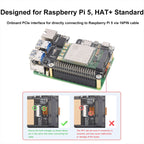 Waveshare For Raspberry Pi 5 PCIe to MiniPCIe / Gigabit Ethernet / USB 3.2 Gen1 HAT, No Accessories, SIM7600G-H, EG25-G
