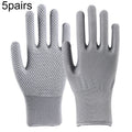 5pairs Outdoor Breathable Non-slip Particle Silicone Hiking Riding Nylon Gloves Thin Mittens