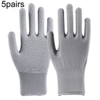 5pairs Outdoor Breathable Non-slip Particle Silicone Hiking Riding Nylon Gloves Thin Mittens