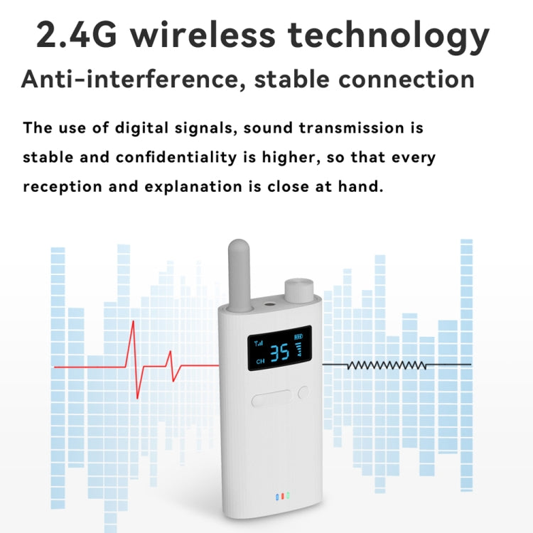 2.4G Wireless Office Conference Tour Guide Explainer One-way One-to-Many Explainer Microphone, YWI22 Transmitter, YWI22 Receiver