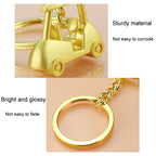 Three- Dimensional Simulation Golf Ball Car Keychain Decorative Pendant, Gold, Silver