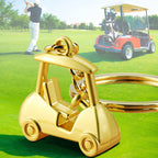 Three- Dimensional Simulation Golf Ball Car Keychain Decorative Pendant, Gold, Silver