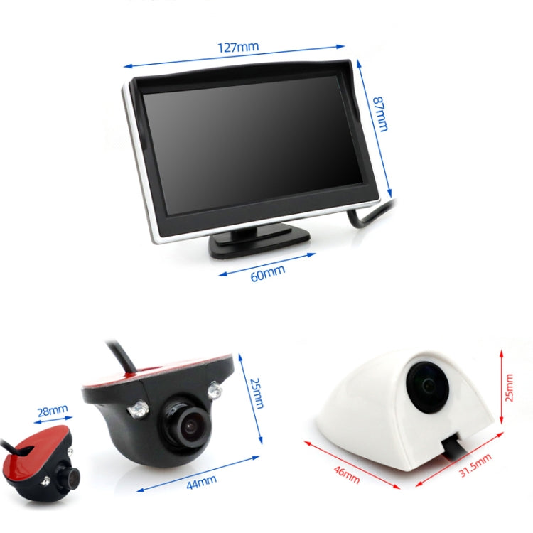 5 Inch Carplay Portable Surveillance Video Car Display, With Two-way Camera, With White Two-way Camera Side-mounted, Folding Screen + White Two-way Camera Side-mounted, Folding Screen + Two-way Camera, With CCD Blind Spot Camera