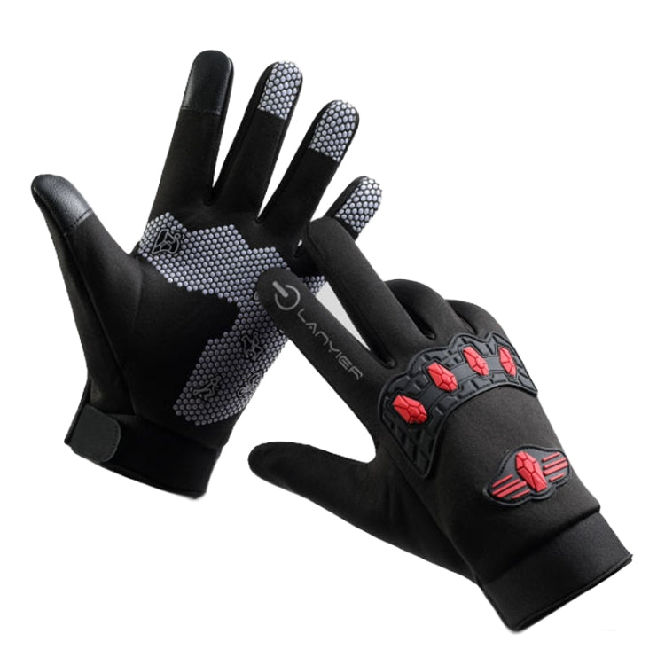 LANYIER Fall Winter Men Outdoor Motorcycle Gloves Riding Warm Windproof Anti-Slip Waterproof Touch Screen Gloves, Average