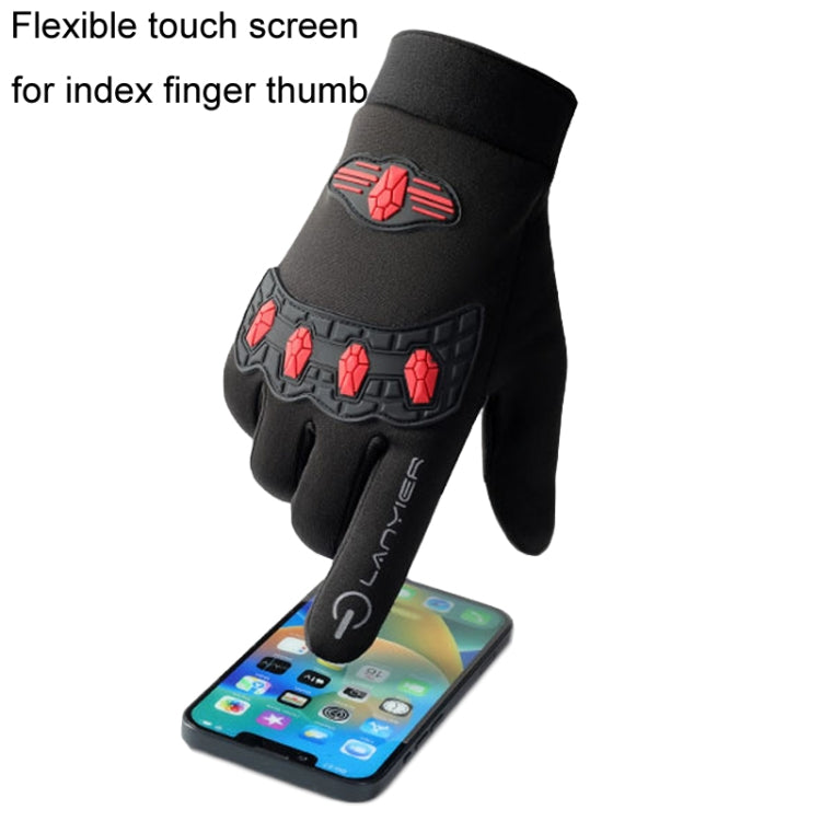 LANYIER Fall Winter Men Outdoor Motorcycle Gloves Riding Warm Windproof Anti-Slip Waterproof Touch Screen Gloves, Average