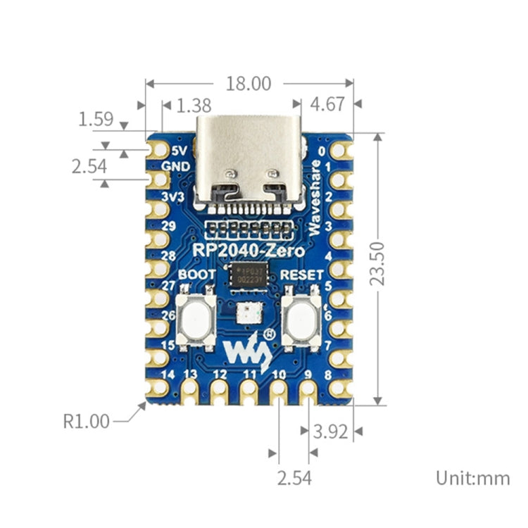 Waveshare Pico-Like MCU Board Based On Raspberry Pi RP2040, Zero, Zero-M