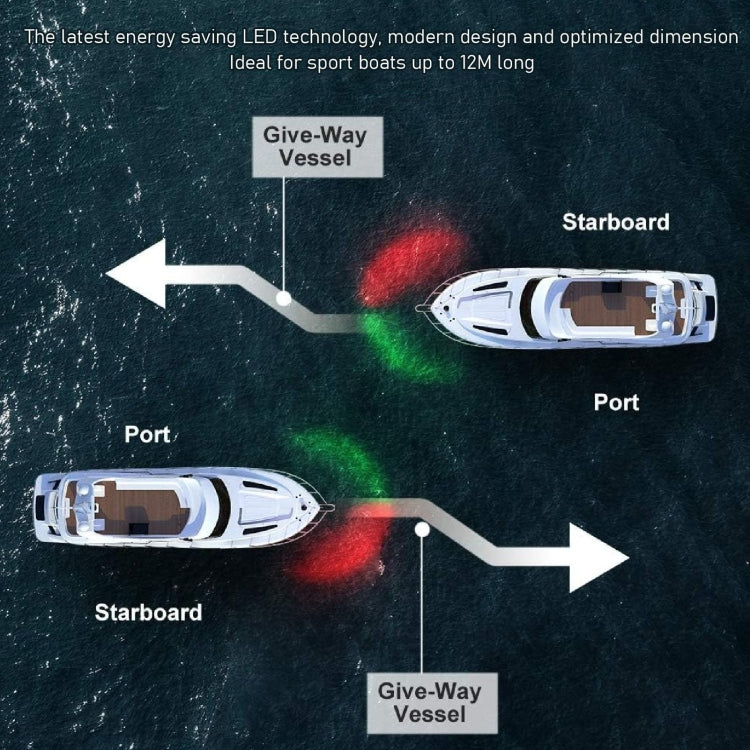 Marine Navigation Warning Light Signal LED Yacht Light, White Shell Green, White Shell Red, Black Shell Green, Black Shell Red, Silver Shell Green, Silver Shell Red