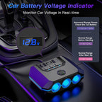 Car Cigarette Lighter One To Three With Switch Voltage Display, TR52