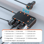 C29 9 In 1 Car Cigarette Lighter Powerful Fast Charger With Voltage Display, C29
