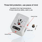 3 x USB & 1 x USB-C / Type-C Travel Plug Adapter International Universal Charging Block, HHT520 Black, HHT520  White