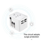 3 x USB & 1 x USB-C / Type-C Travel Plug Adapter International Universal Charging Block, HHT520 Black, HHT520  White