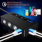 TR24 Car Cigarette Lighter One To Three With Switch 180W High Power Fast Charger, TR24(Black PD Version)